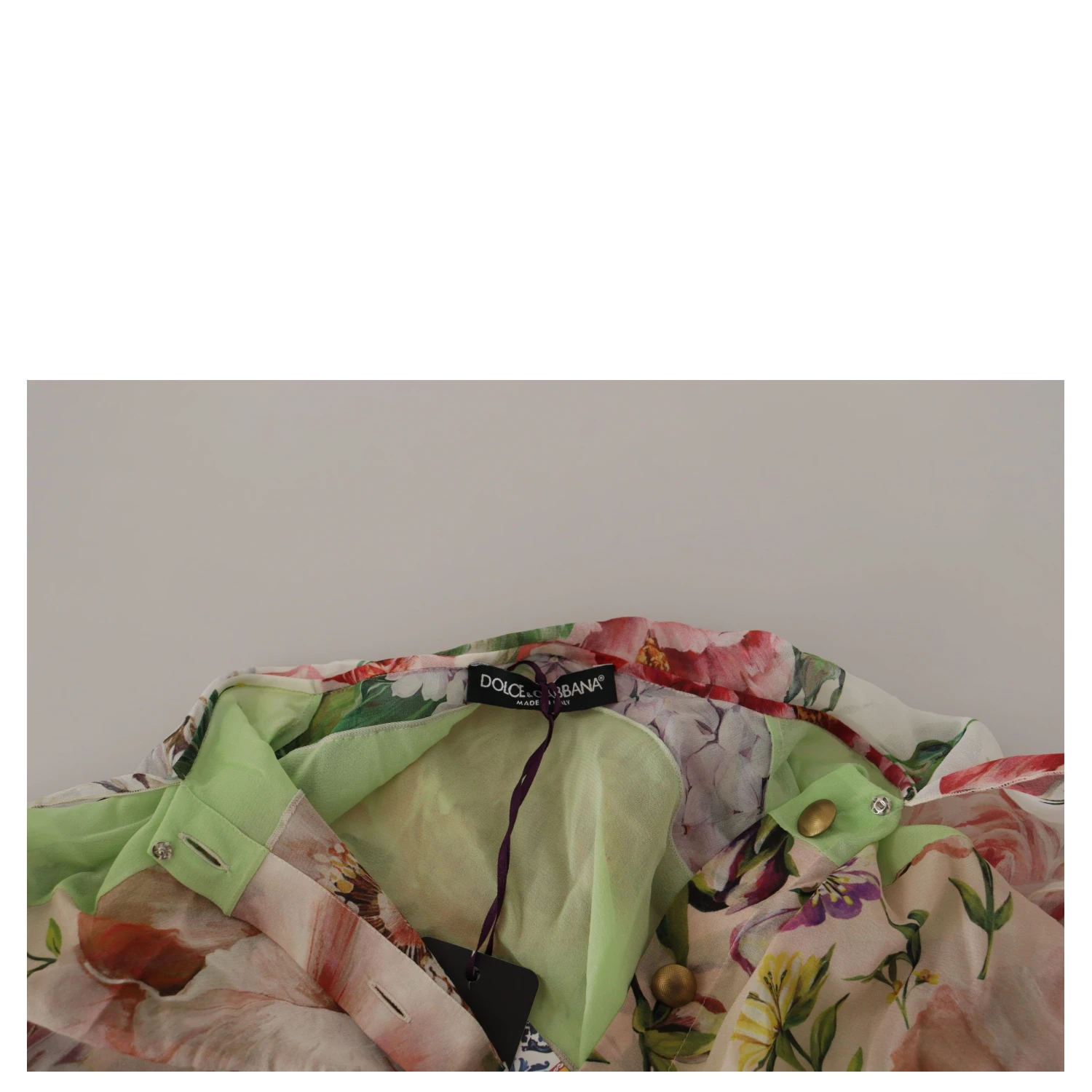 Multicolor Floral Patchwork Design Ascot Collar Top Blouse