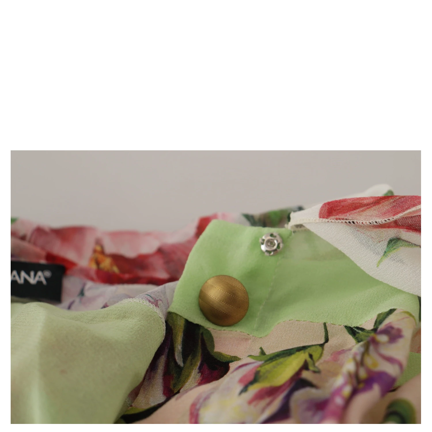 Multicolor Floral Patchwork Design Ascot Collar Top Blouse