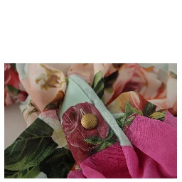 Multicolor  Floral Patchwork Design Ascot Collar Top Blouse