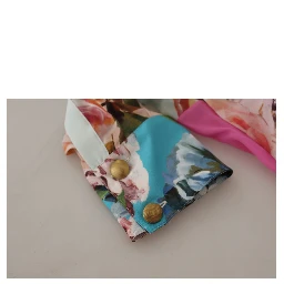 Multicolor  Floral Patchwork Design Ascot Collar Top Blouse