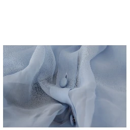 Light Blue Silk Ascot Collar Long Sleeves Top