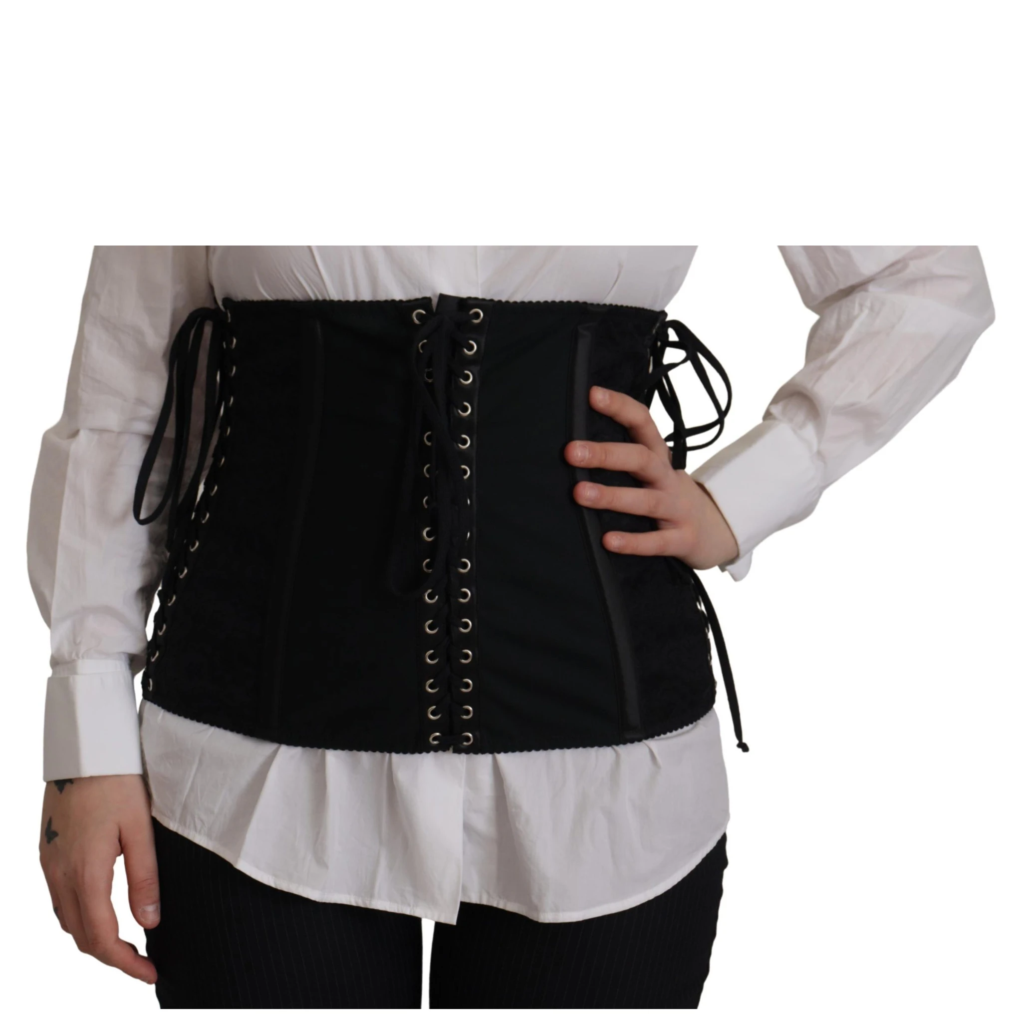 Black Corset Belt Stretch Waist Strap Top