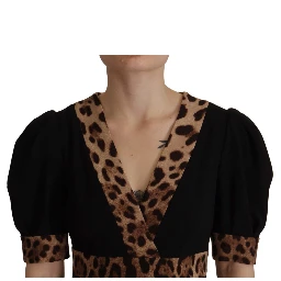 Black Leopard A-line Knee Length Dress