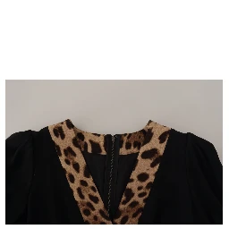 Black Leopard A-line Knee Length Dress
