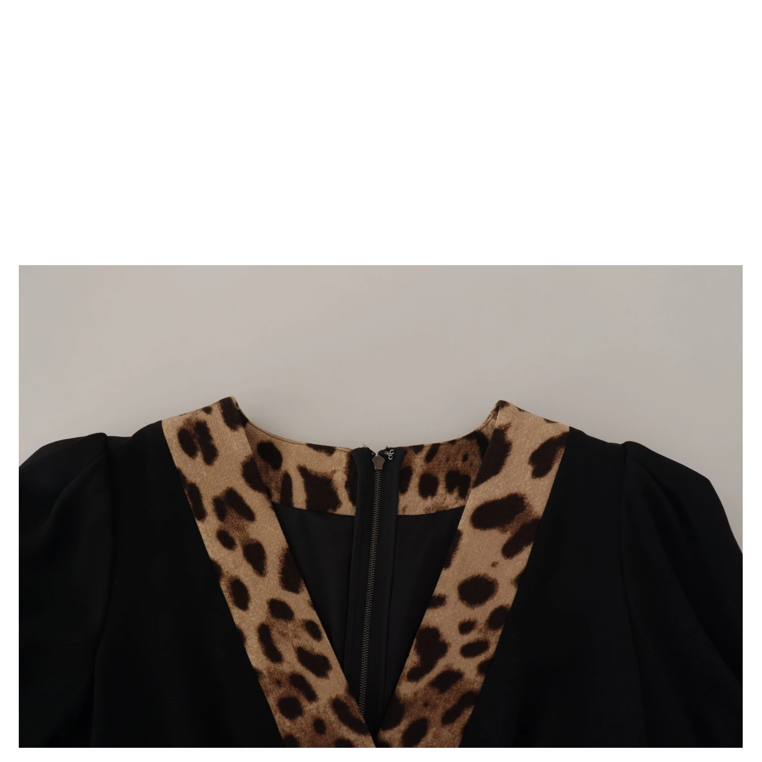 Black Leopard A-line Knee Length Dress