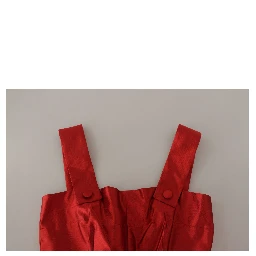Red A-line Pleated Satin Silk Dress