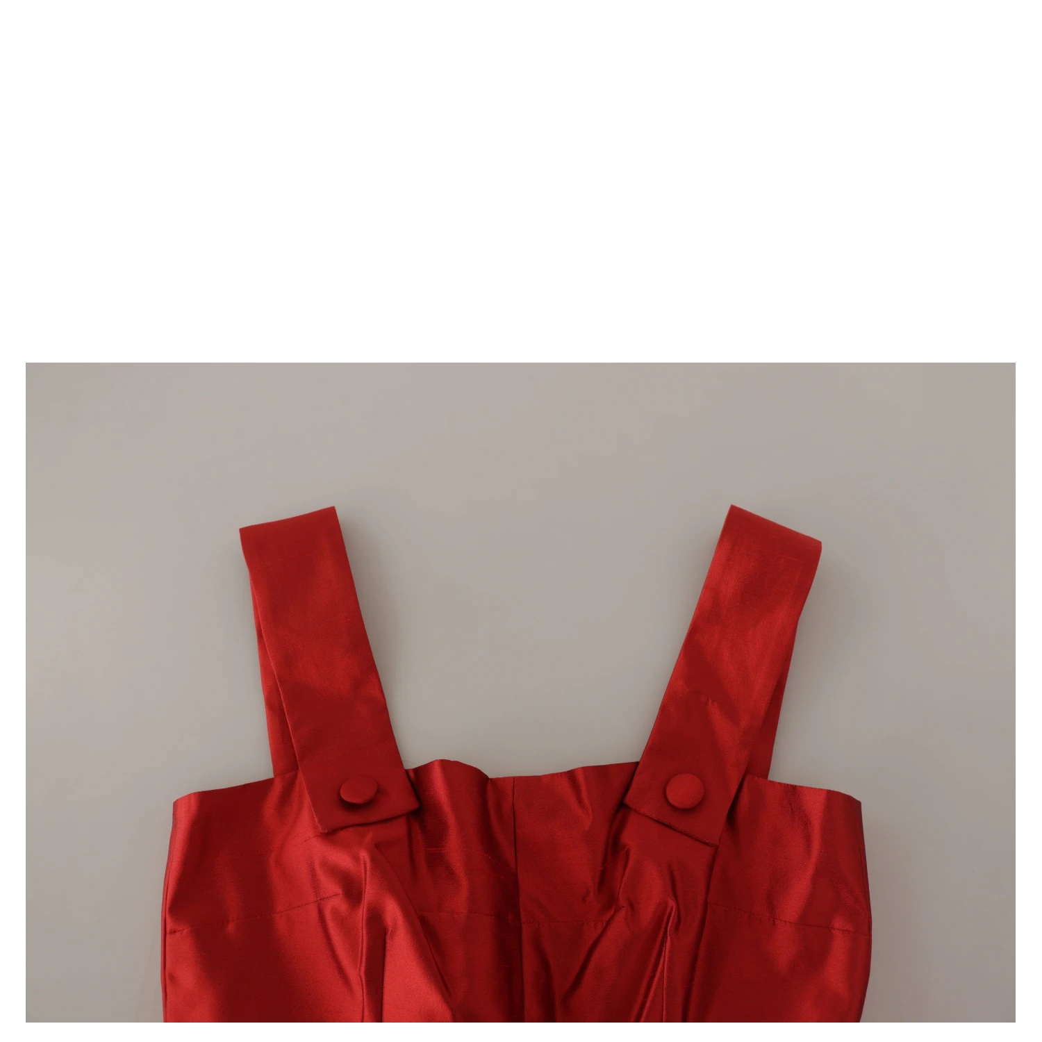 Red A-line Pleated Satin Silk Dress