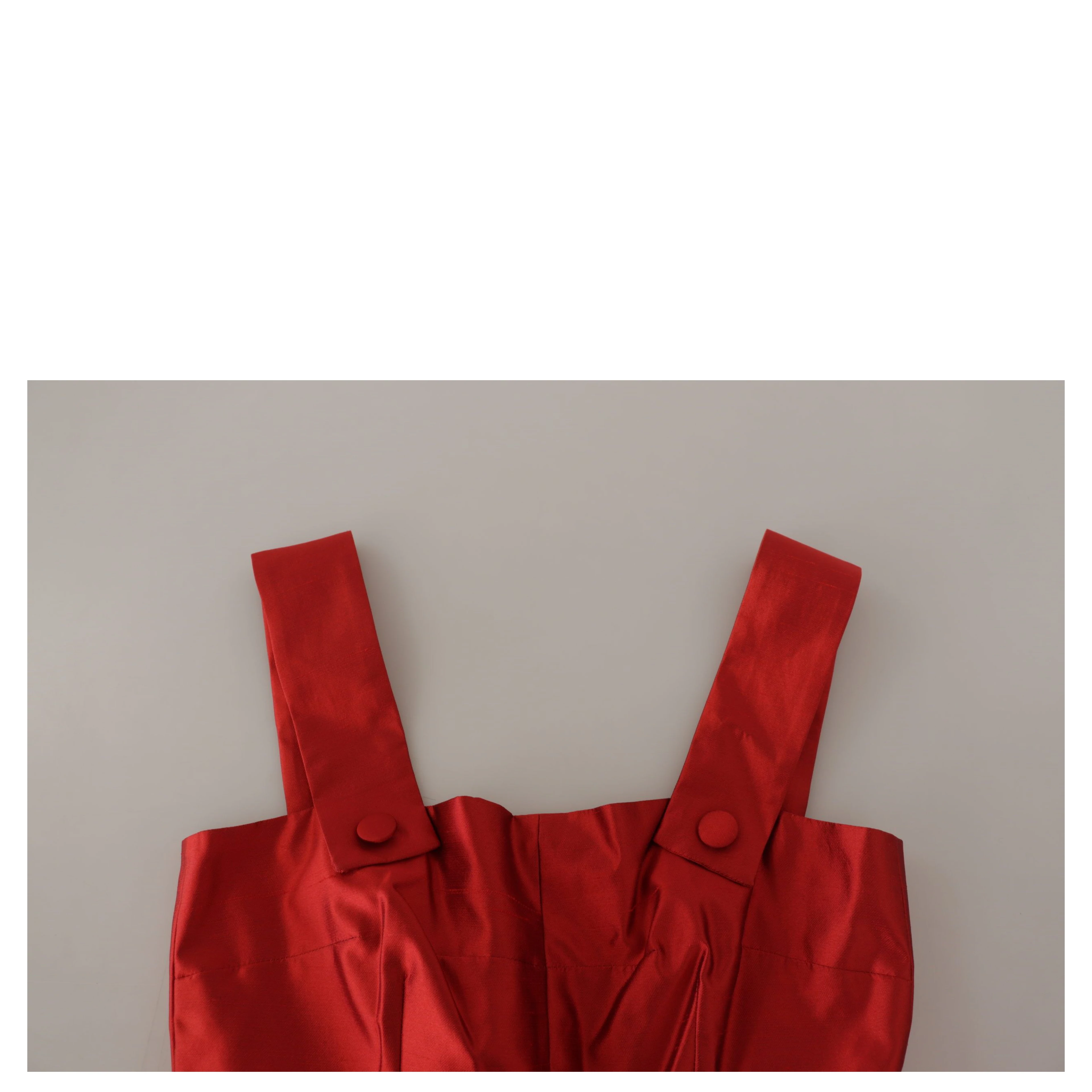 Red A-line Pleated Satin Silk Dress