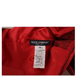 Red A-line Pleated Satin Silk Dress