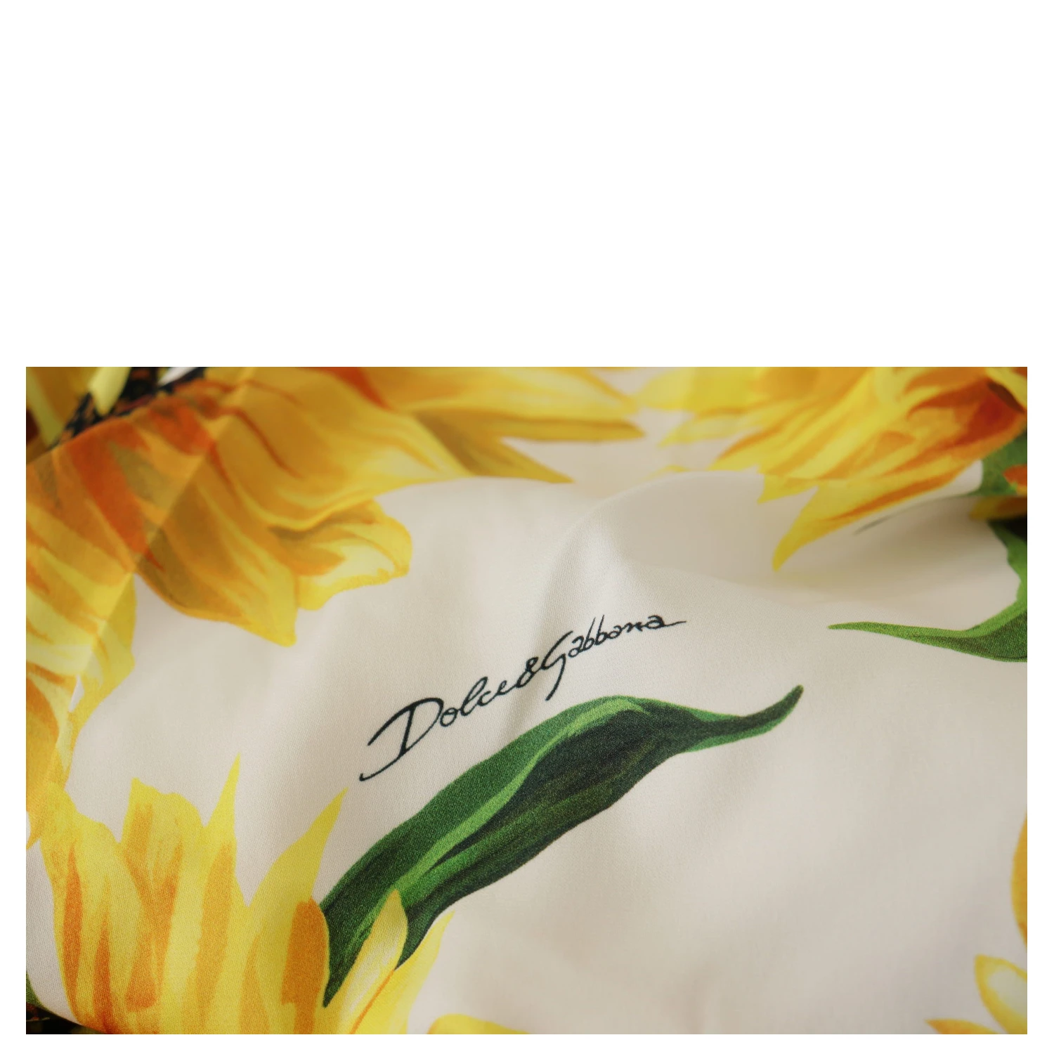 White Sunflower Print Sheath Midi Silk
