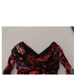 Black Floral Roses A-Line Sheath Gown Dress