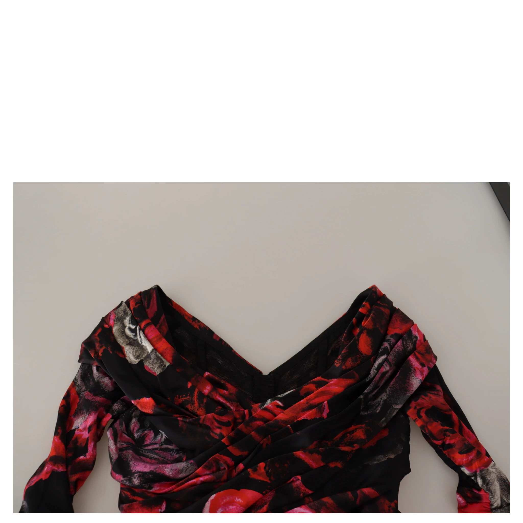 Black Floral Roses A-Line Sheath Gown Dress