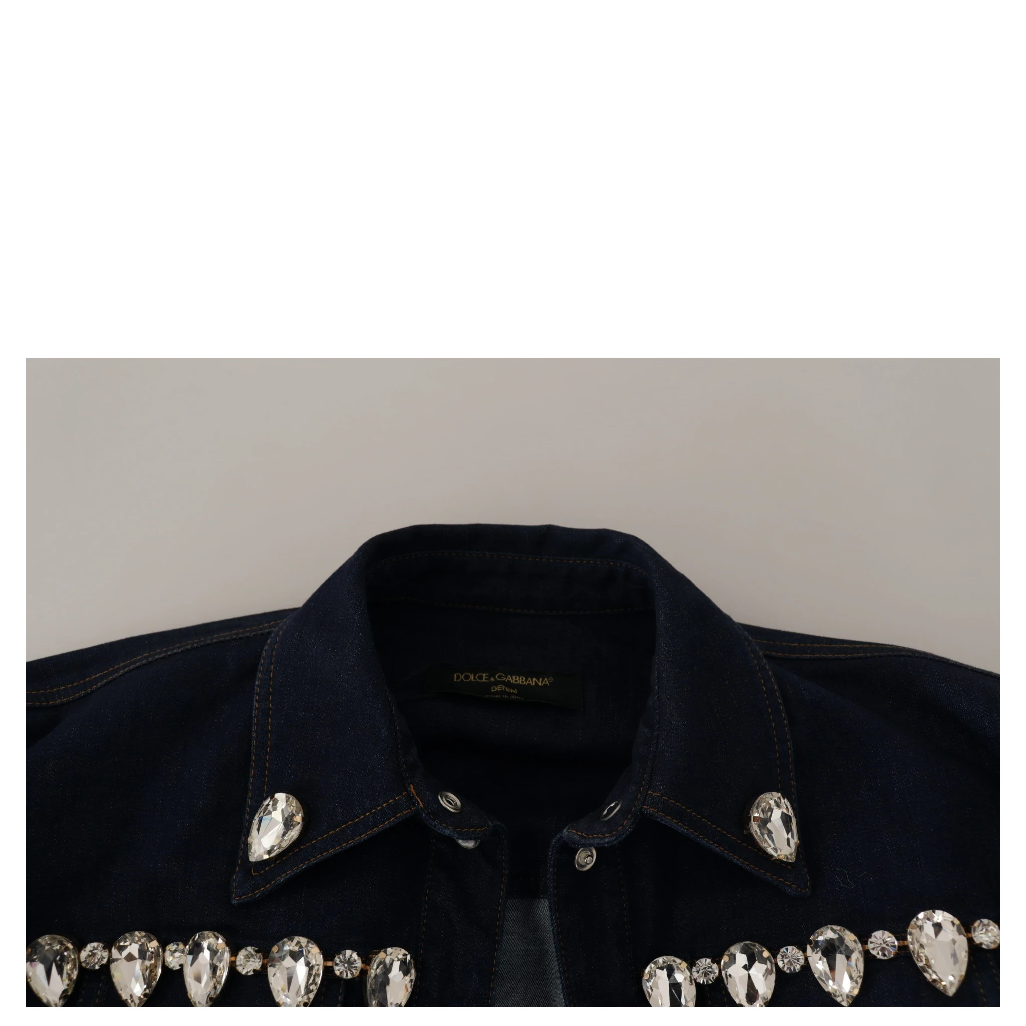 Blue Denim Crystal Embellish Cotton Jacket