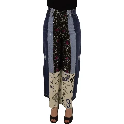 Multicolor Patchwork DG Fashion Wide Leg Denim Pant