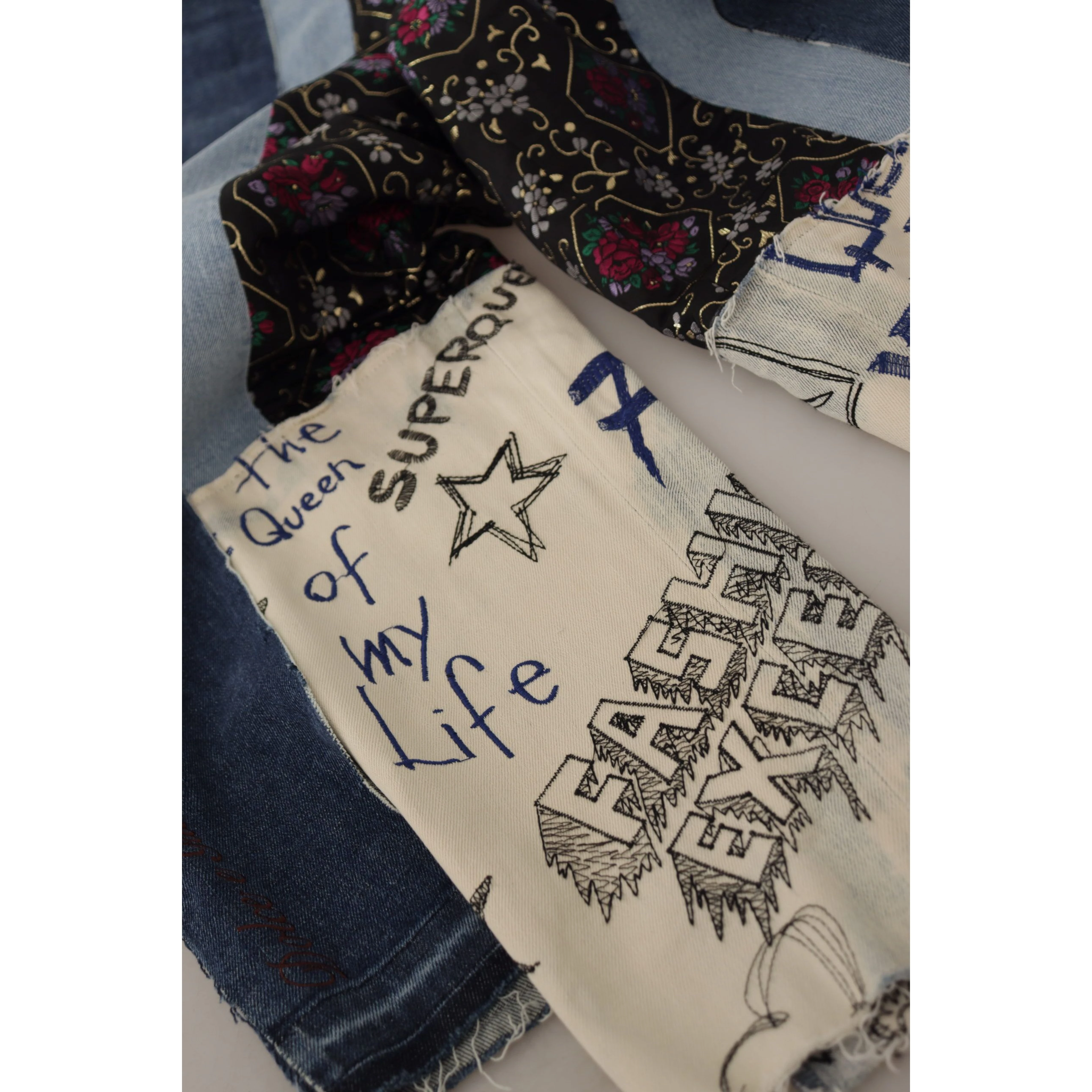 Multicolor Patchwork DG Fashion Wide Leg Denim Pant