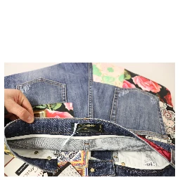 Blue Patchwork High Waist Denim Jeans