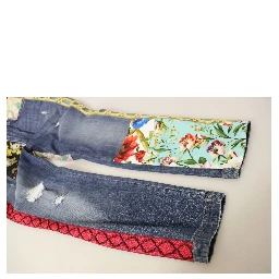 Blue Patchwork High Waist Denim Jeans