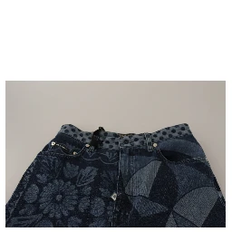 Blue Floral High Waist Skinny Denim Jeans