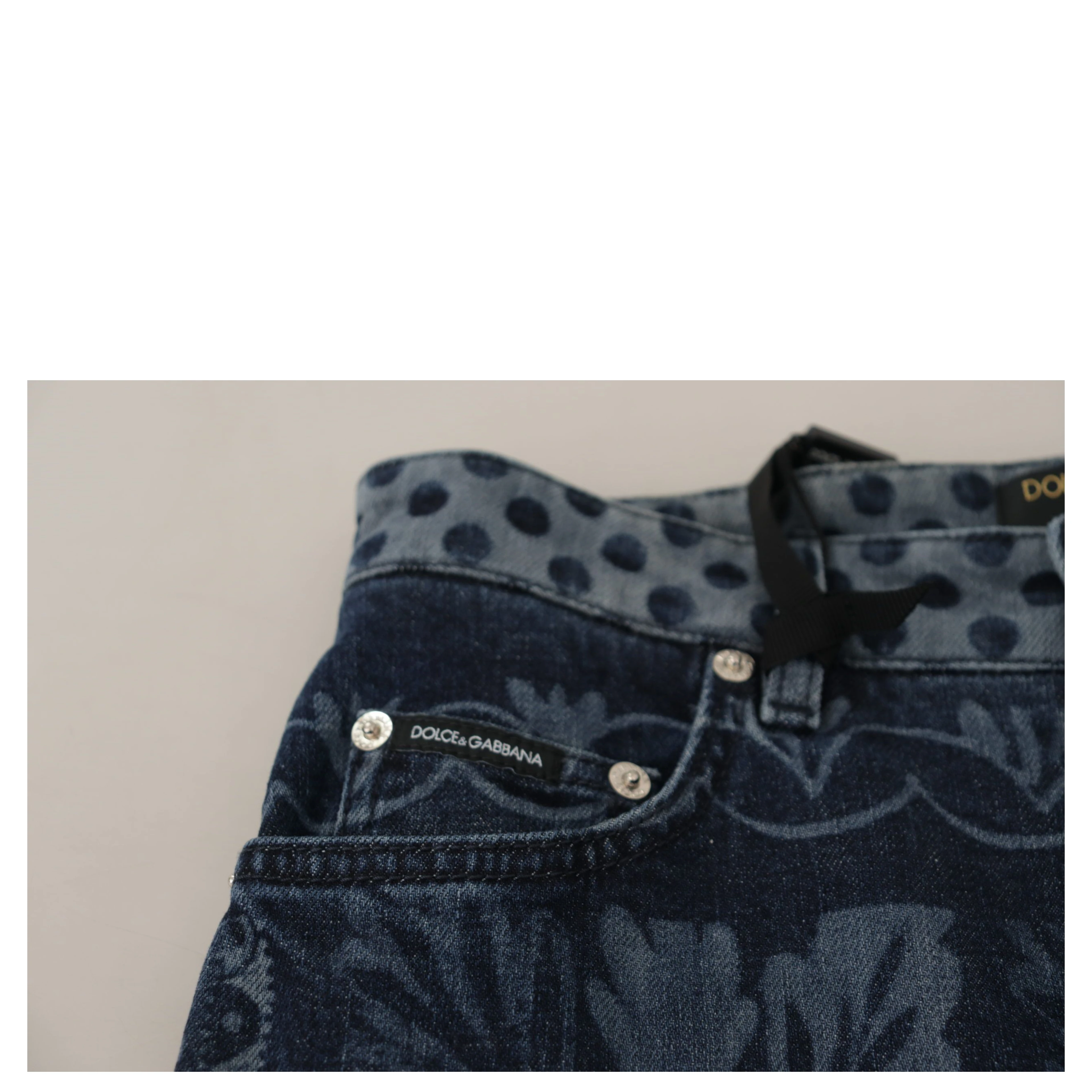 Blue Floral High Waist Skinny Denim Jeans