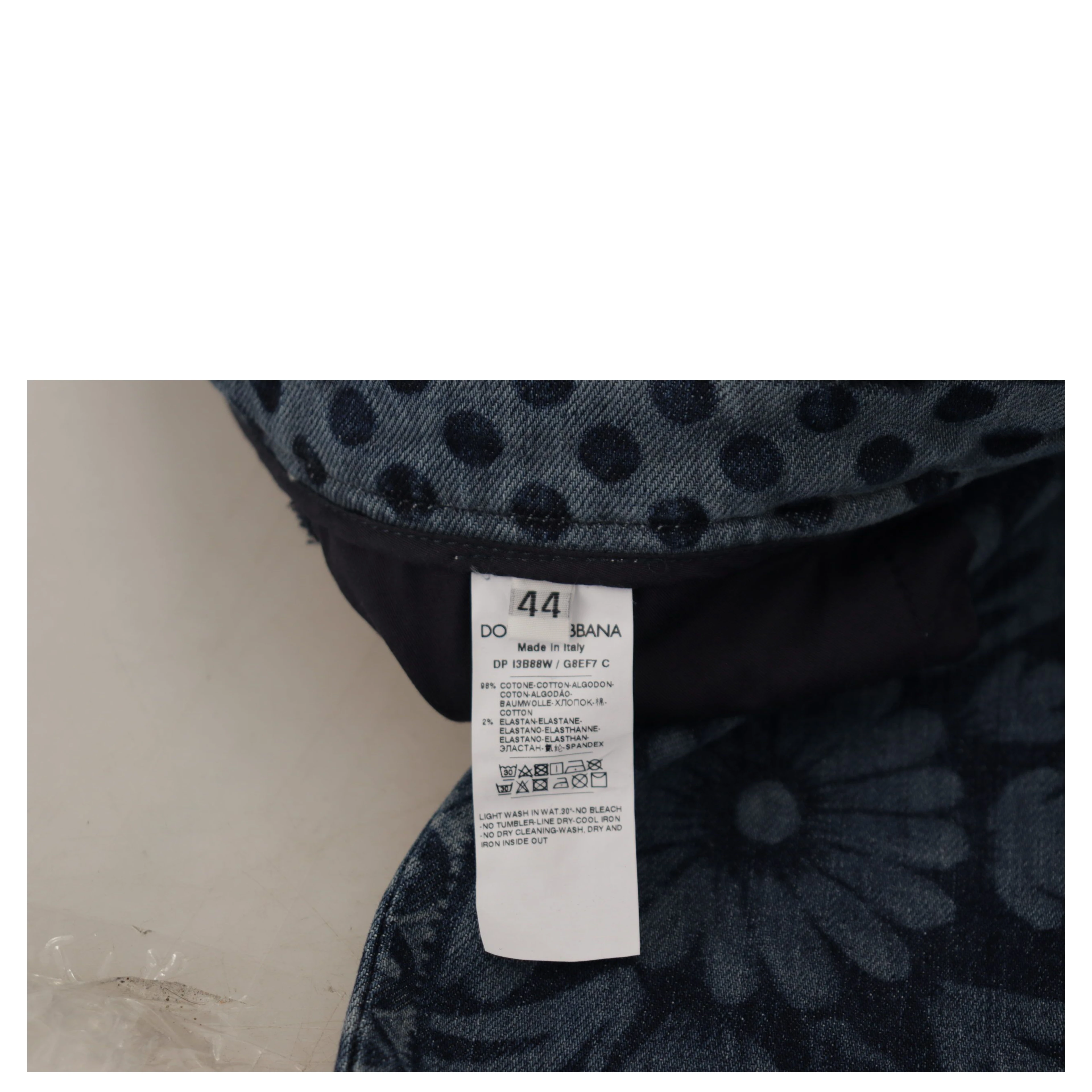 Blue Floral High Waist Skinny Denim Jeans