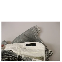 Grey Washed High Waist Denim Pants Cotton Jeans