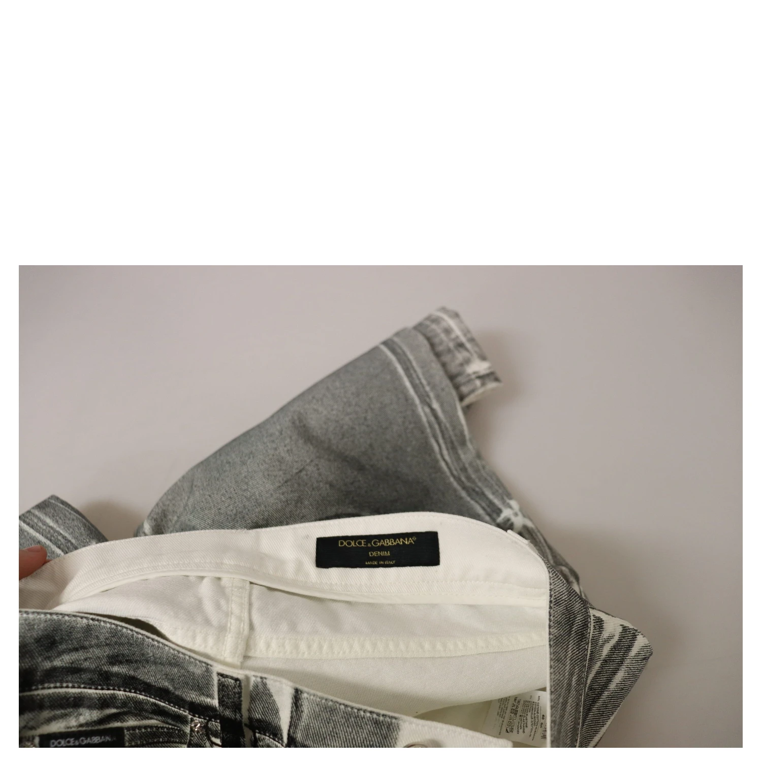 Grey Washed High Waist Denim Pants Cotton Jeans