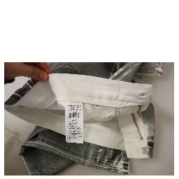 Grey Washed High Waist Denim Pants Cotton Jeans