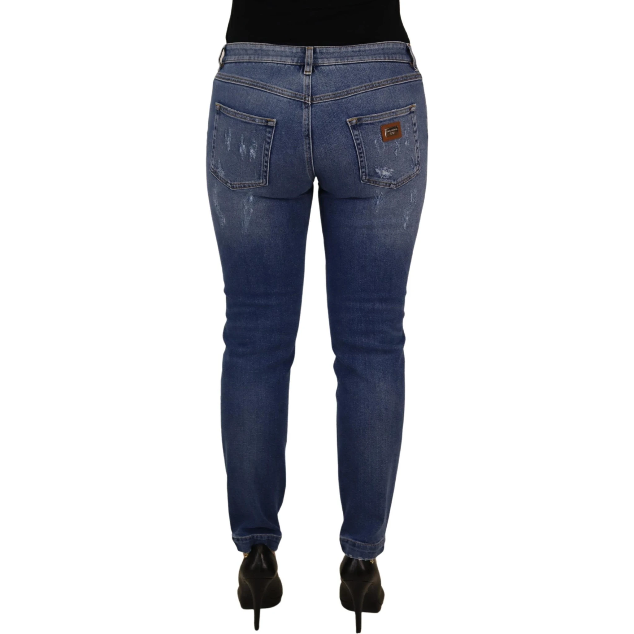 Blue Washed Cotton Skinny Low Waist Denim Jeans