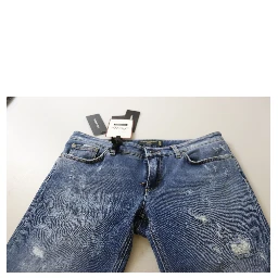 Blue Washed Cotton Skinny Low Waist Denim Jeans