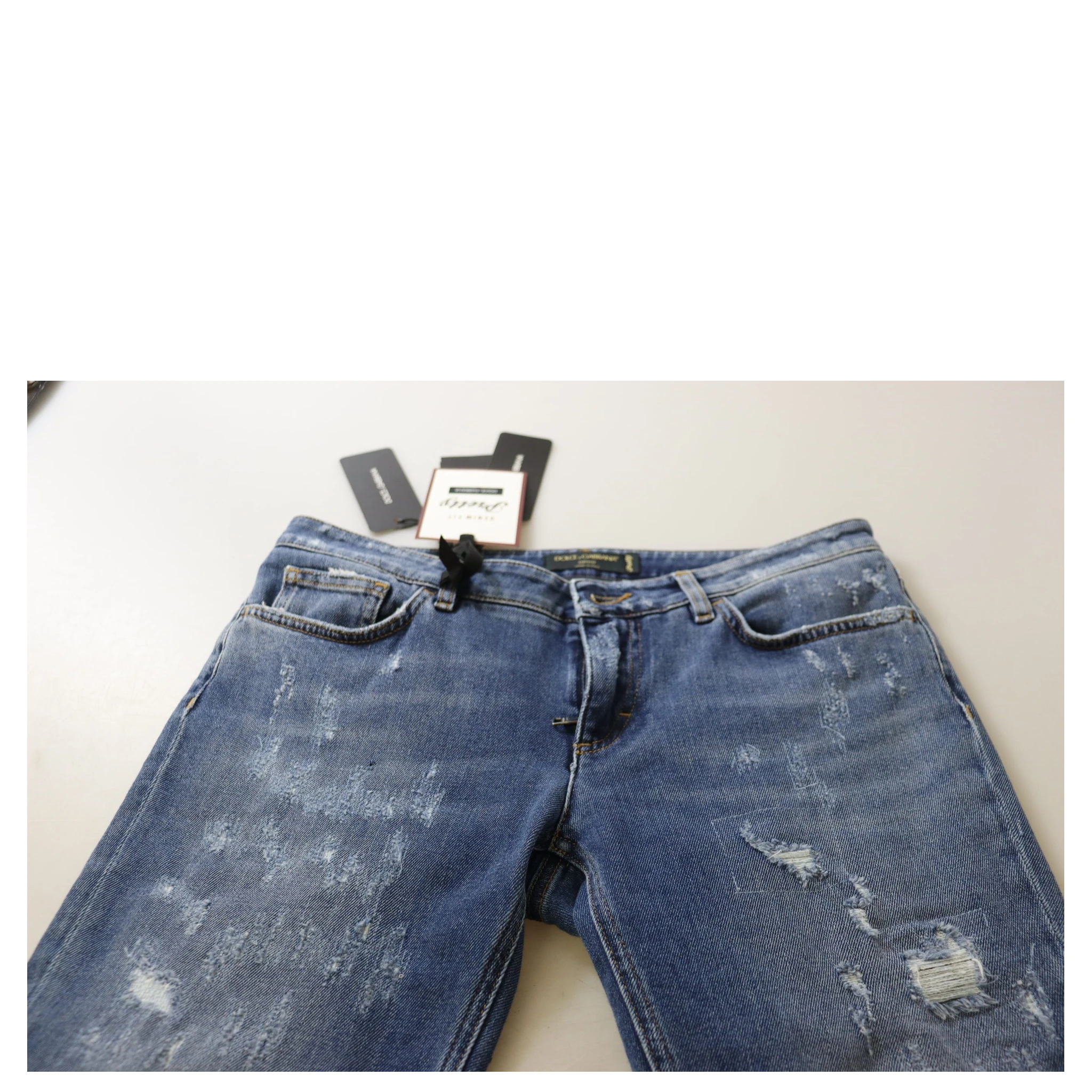 Blue Washed Cotton Skinny Low Waist Denim Jeans