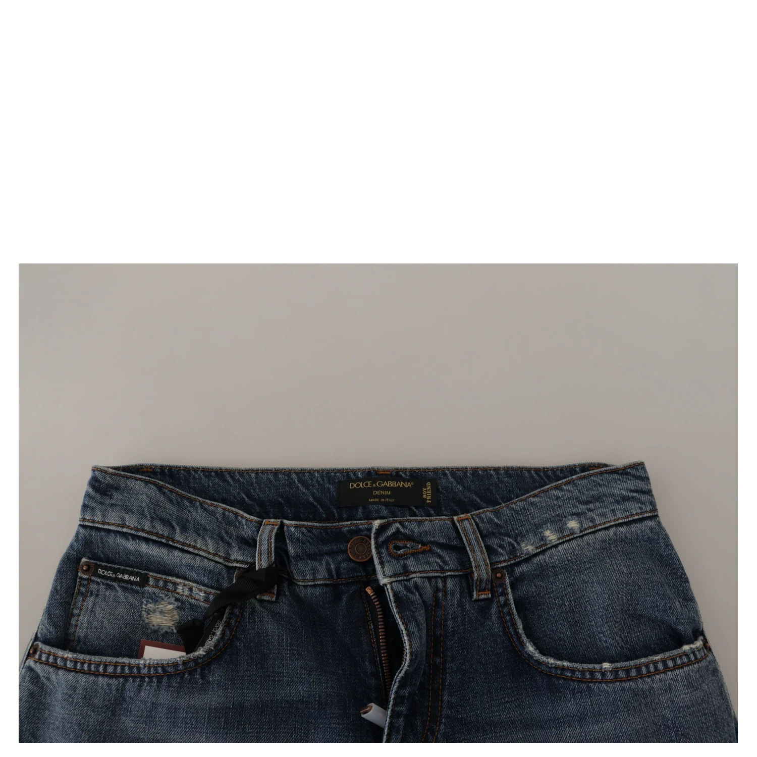 Blue Denim Baroque Heart Logo Patch Pants Jeans