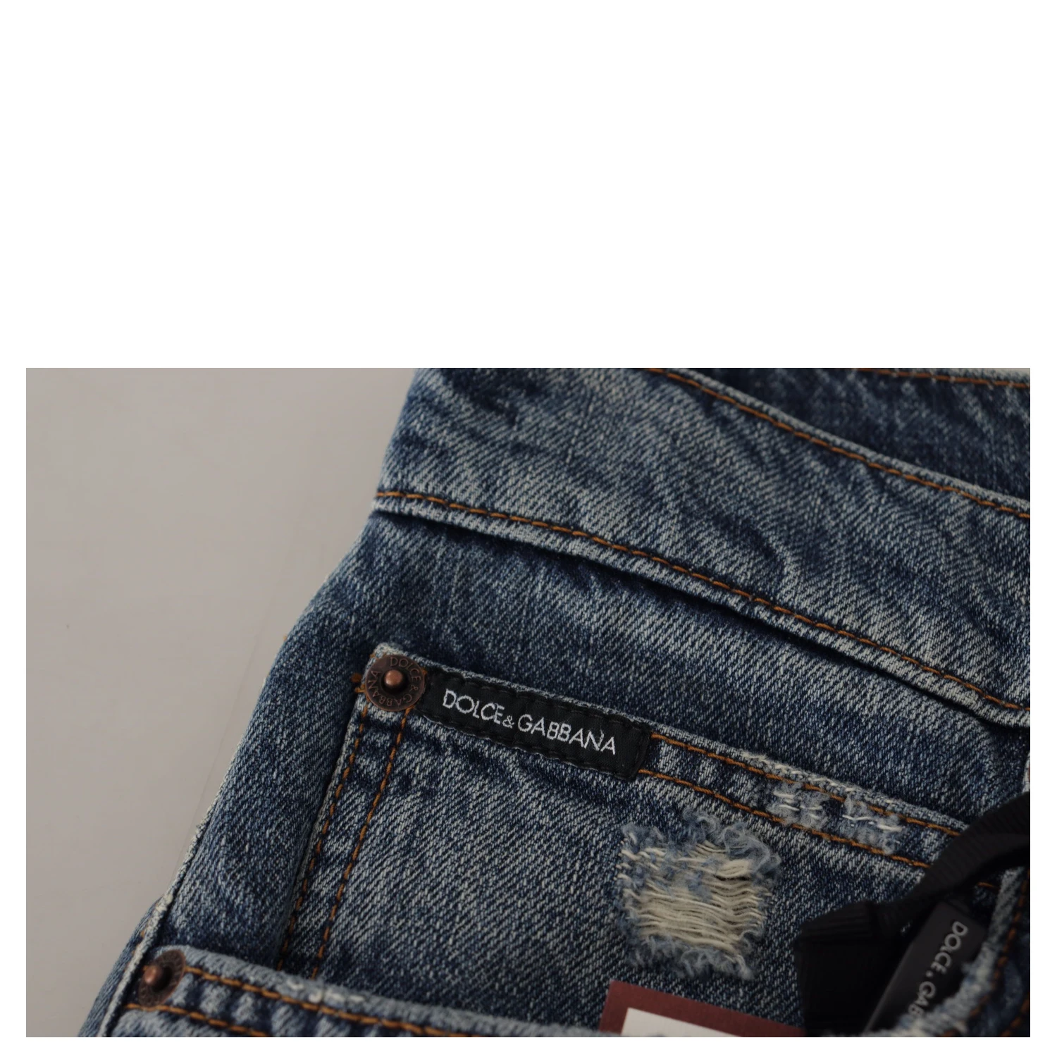 Blue Denim Baroque Heart Logo Patch Pants Jeans