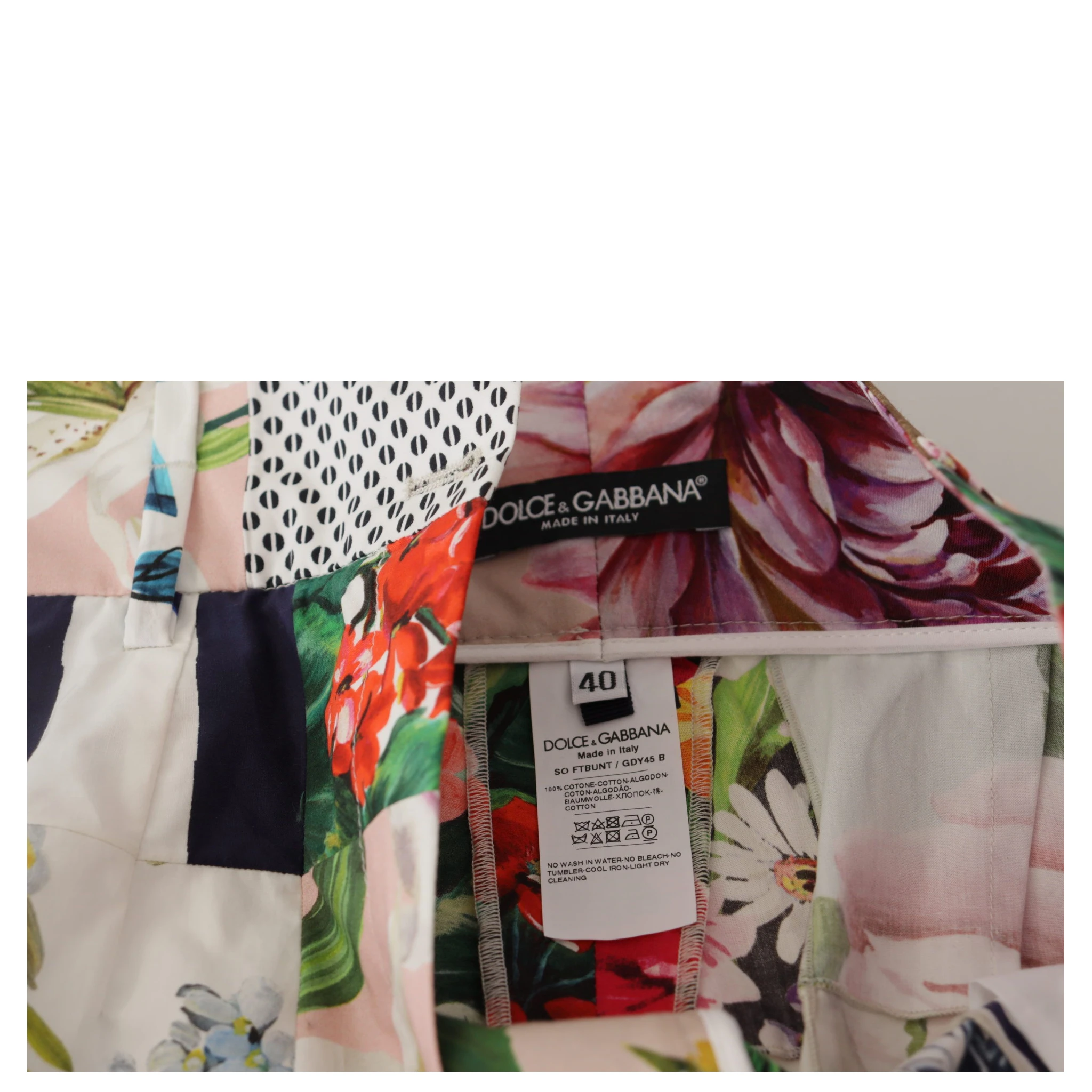 Multicolor Patchwork High Waist Cotton Shorts