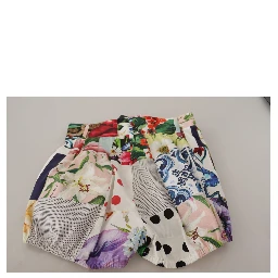 Multicolor Patchwork High Waist Cotton Shorts