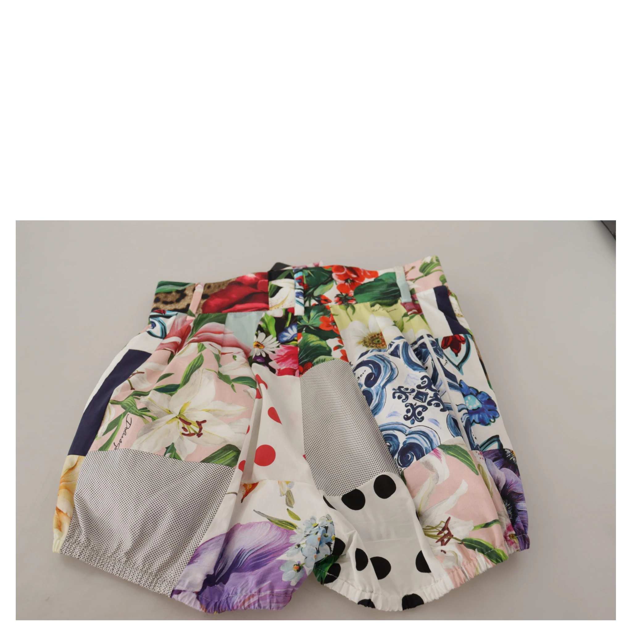 Multicolor Patchwork High Waist Cotton Shorts