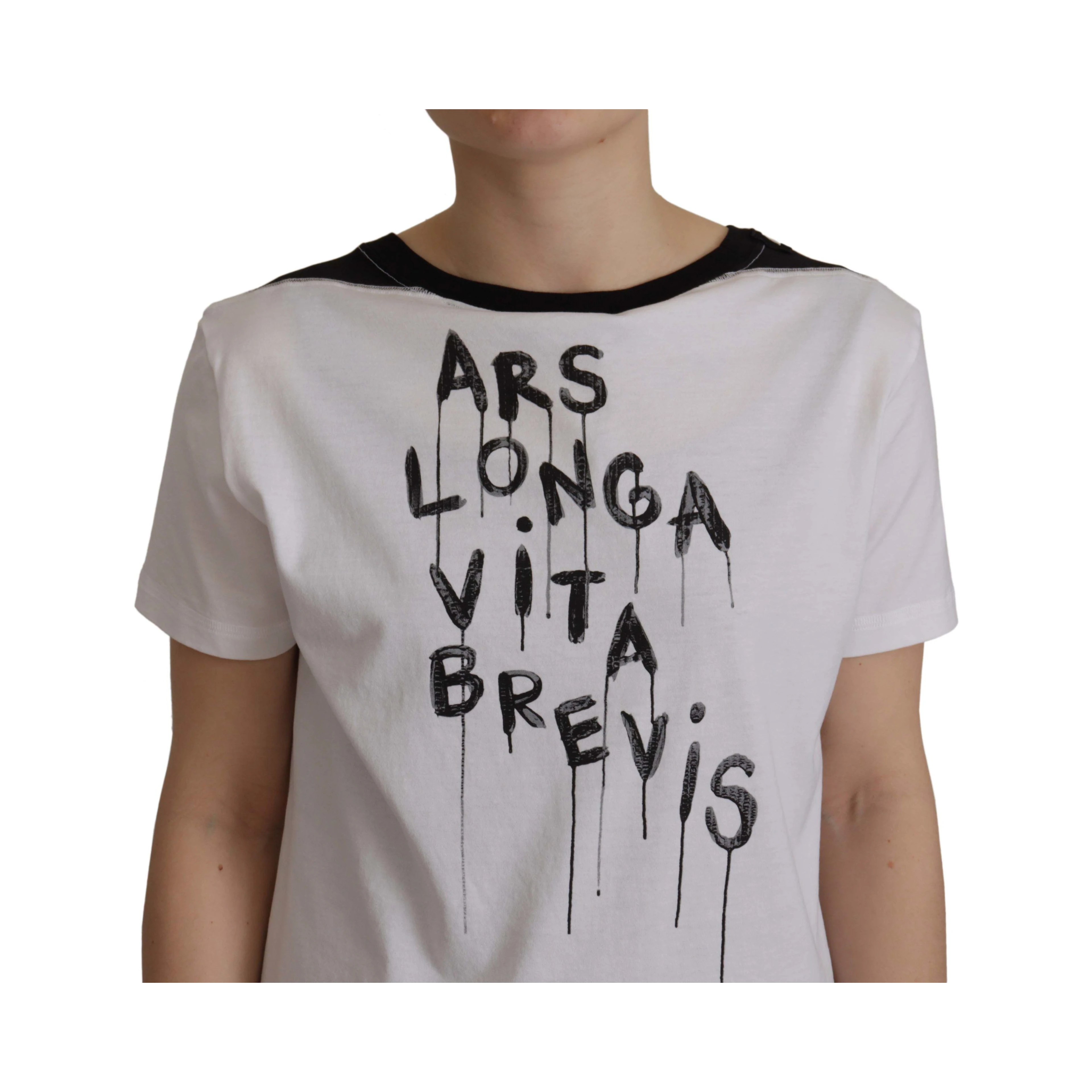 White Slogan Print Round Neck Cotton  T-shirt