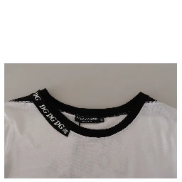 White Slogan Print Round Neck Cotton  T-shirt