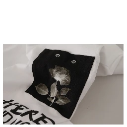 White Slogan Print Round Neck Cotton  T-shirt