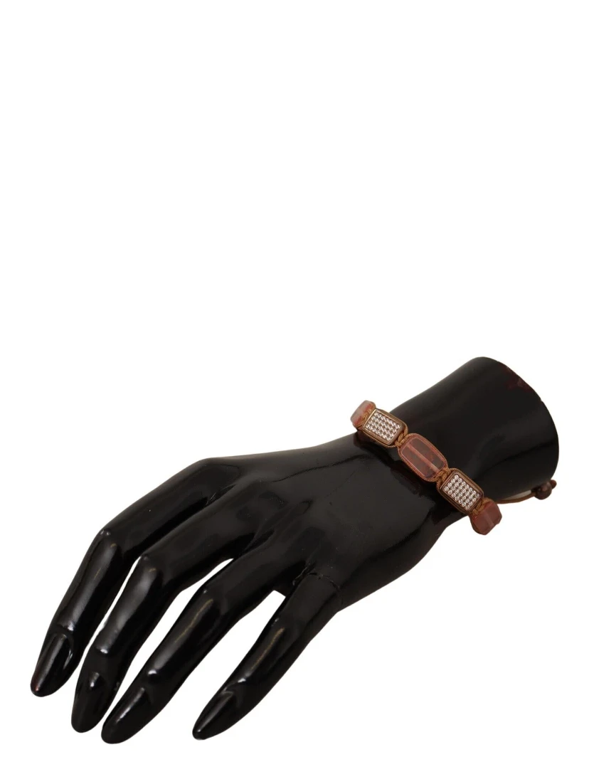 Multicolor Crystals Logo Embellished Adjustable Bracelet