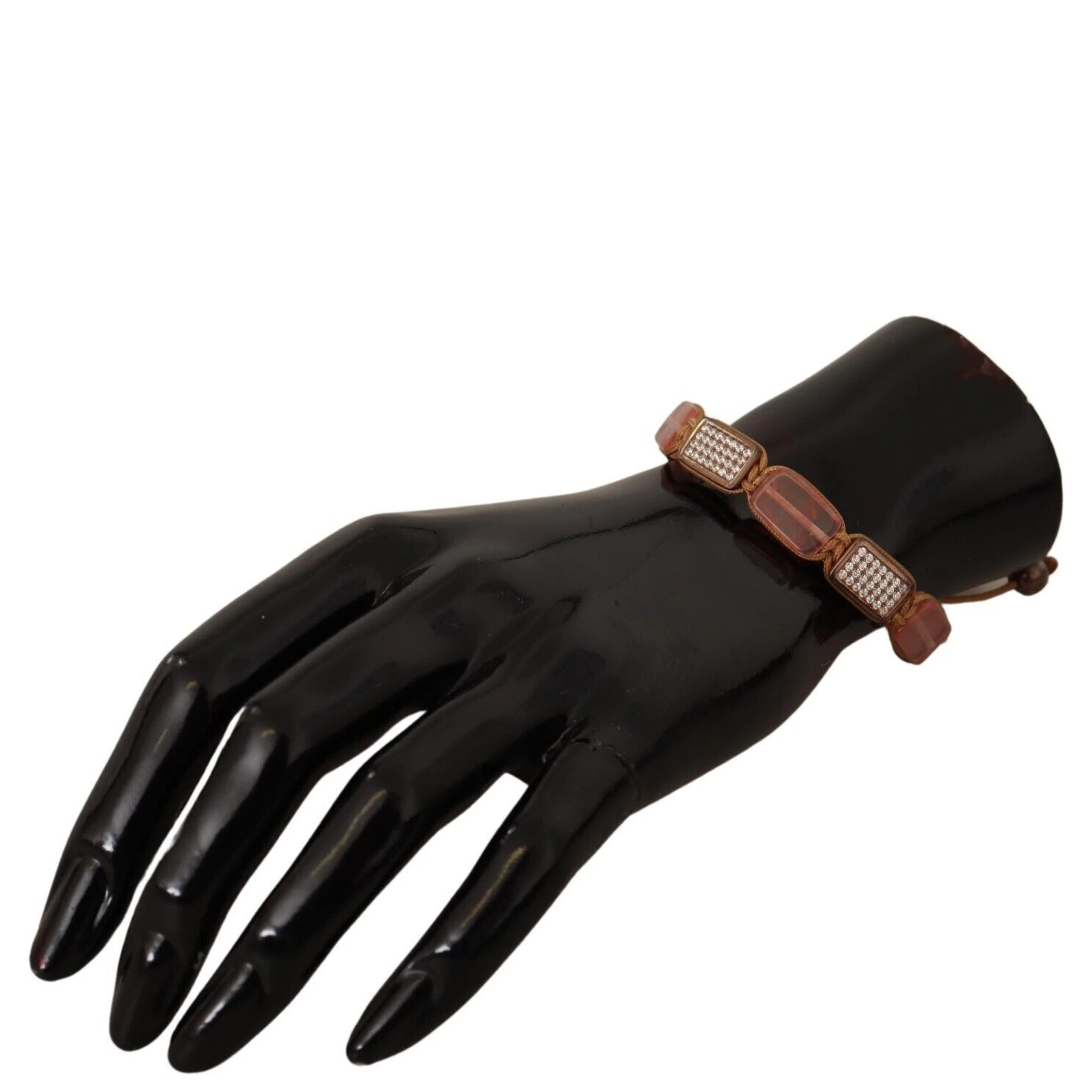 Multicolor Crystals Logo Embellished Adjustable Bracelet