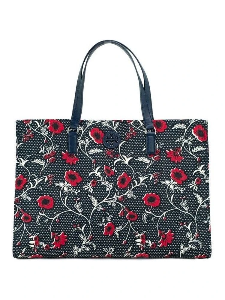 Medium Nylon Retro Batik Print Shoulder Tote Handbag