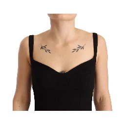 Black Fit Flare Wool Stretch Sheath Dress