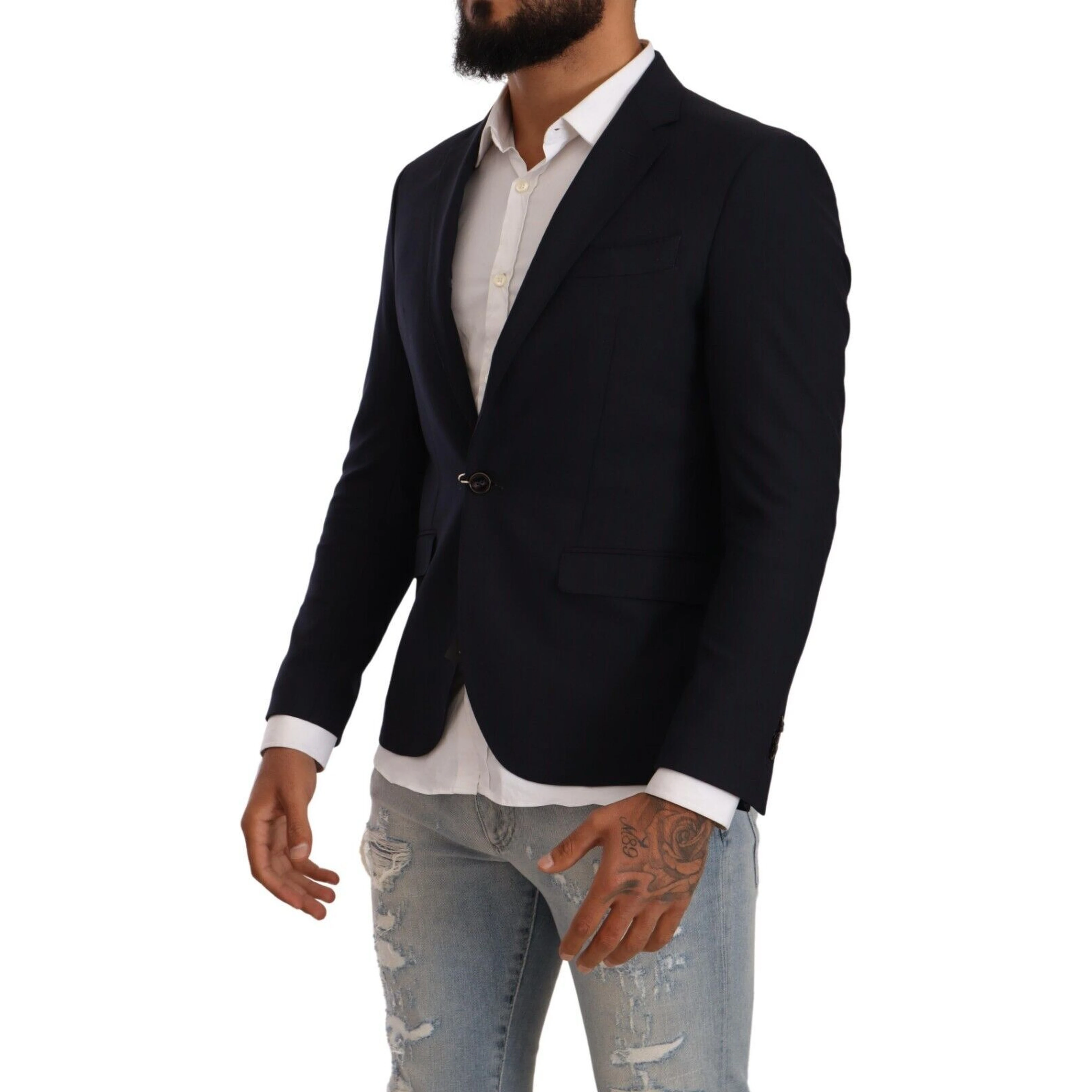 Black Single Breasted One Button Suit Jacket