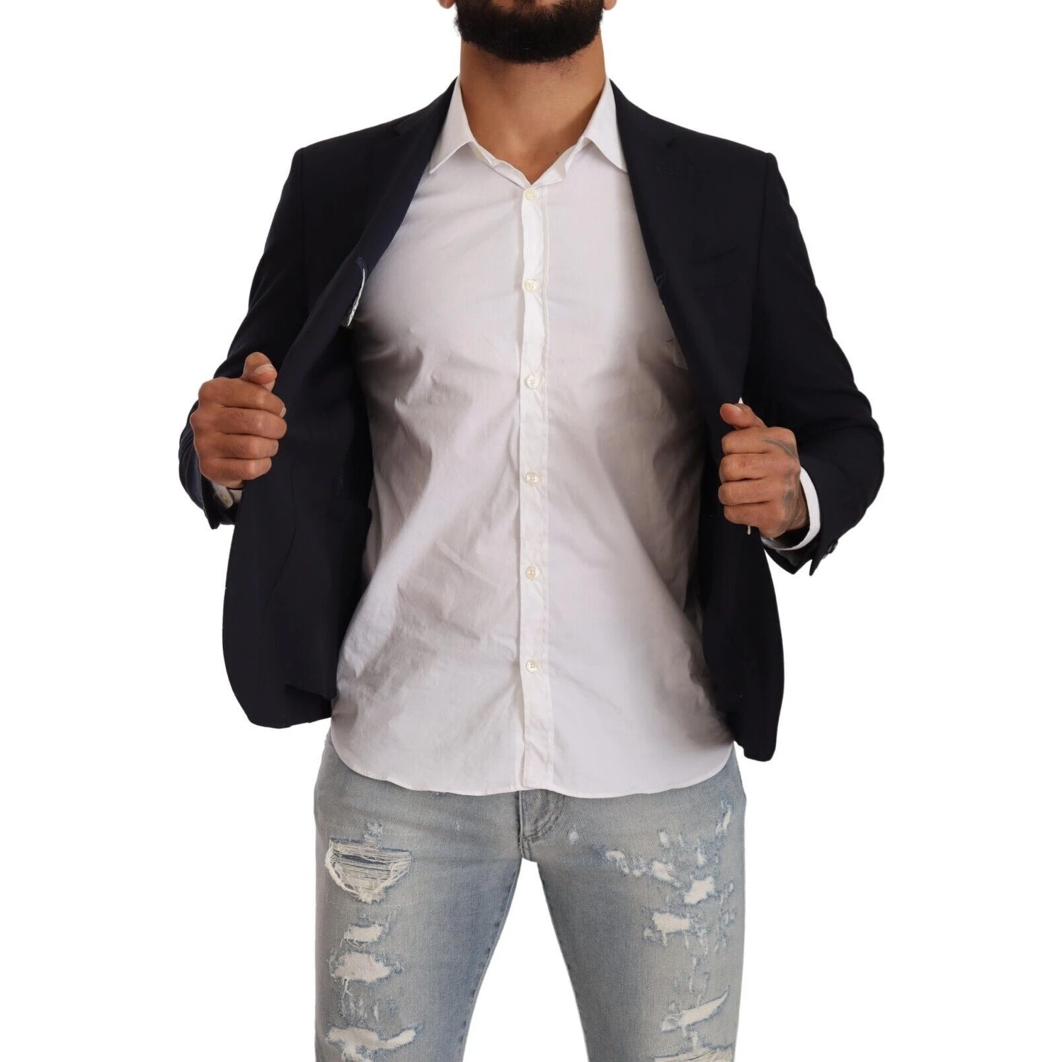 Black Single Breasted One Button Suit Jacket
