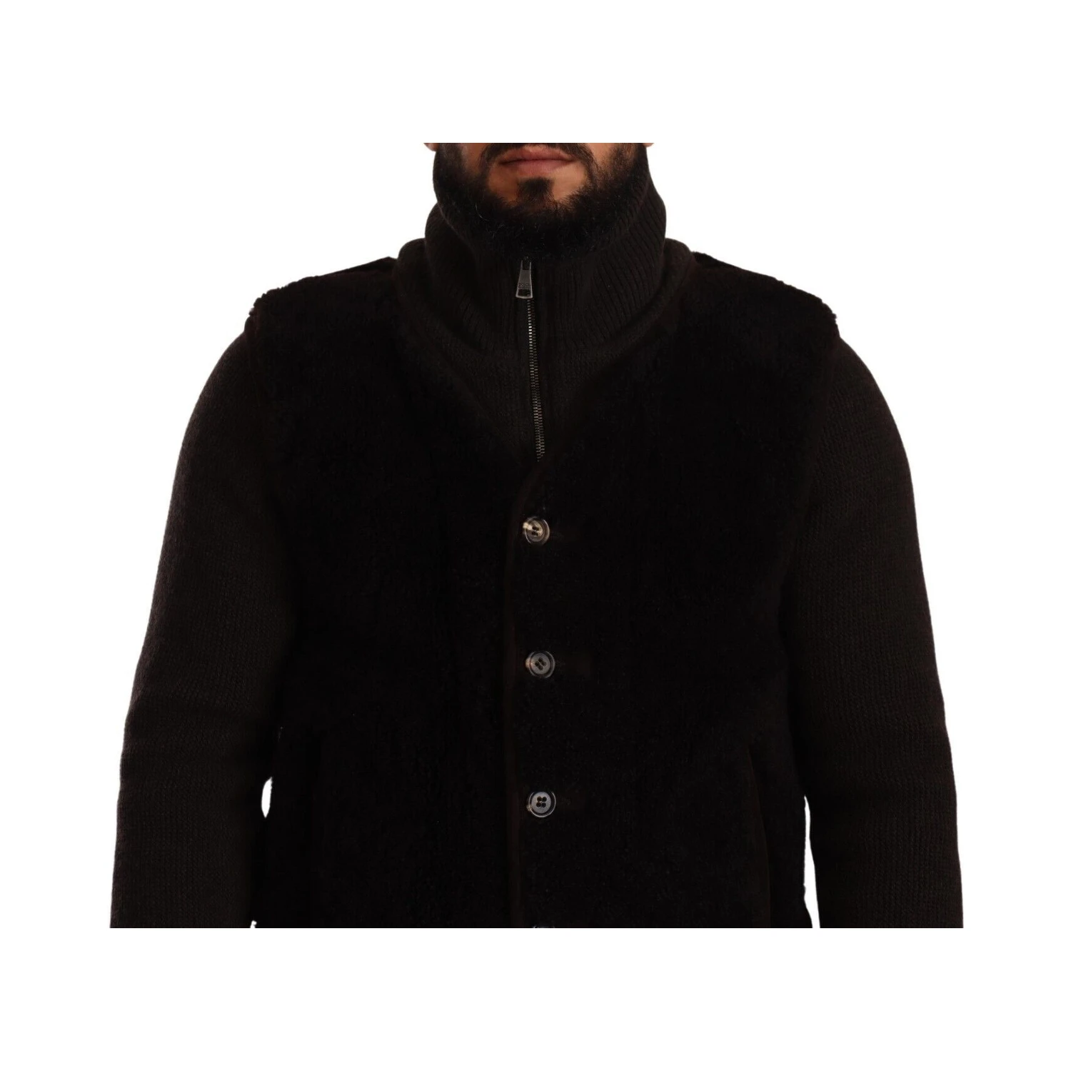 Black Leather Mens Turtle Neck Coat Jacket