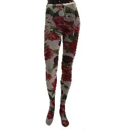 White Floral Print Tights Nylon Stockings