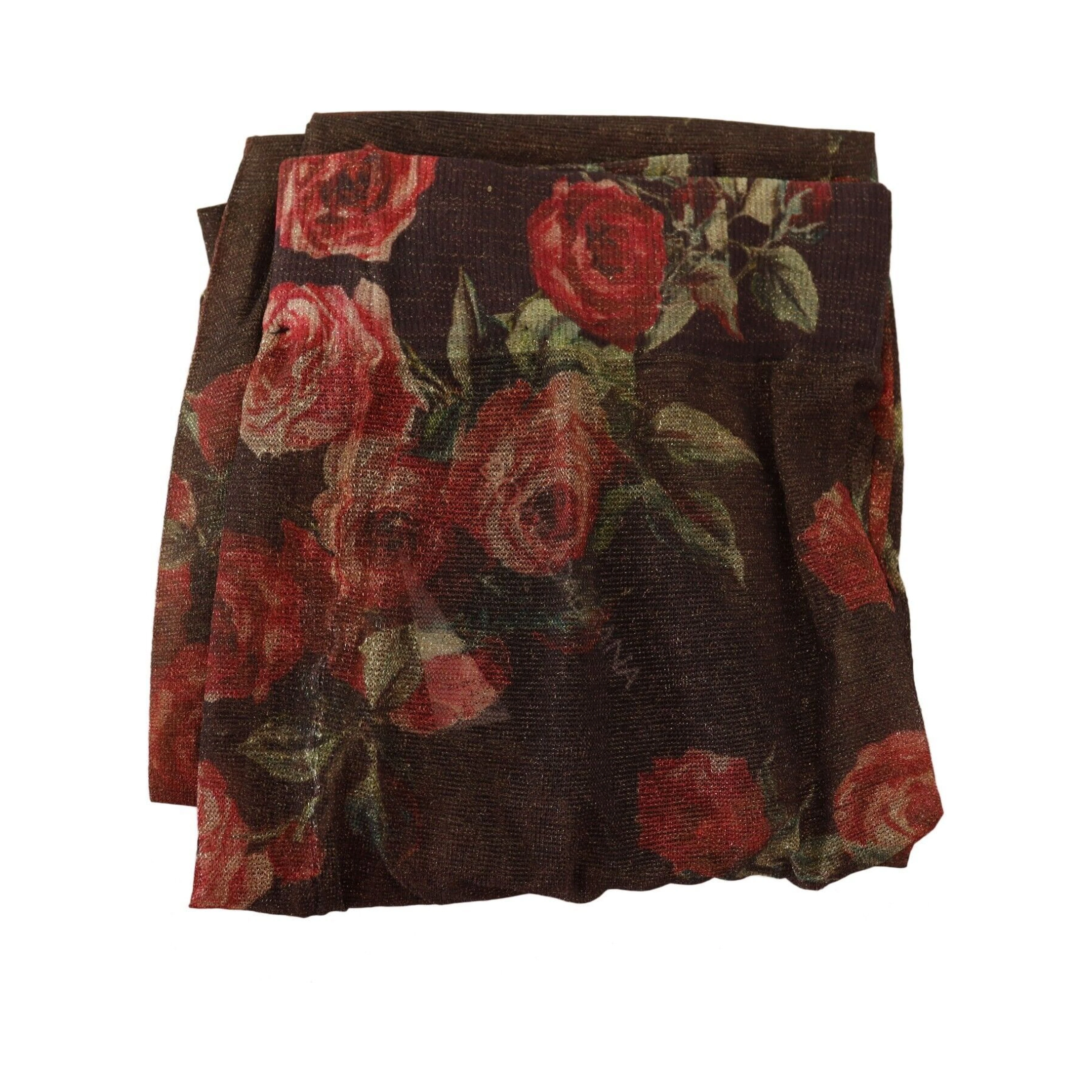 Black Floral Print Stockings Nylon Tights
