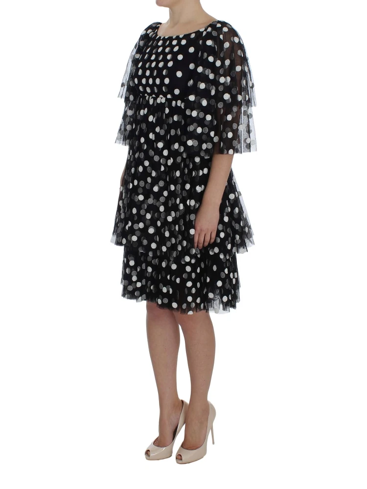 Black White Polka Dotted Ruffled Dress alternative