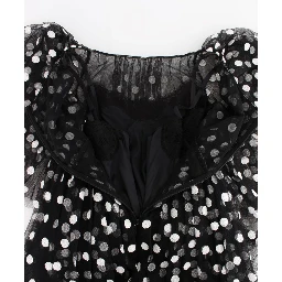 Black White Polka Dotted Ruffled Dress