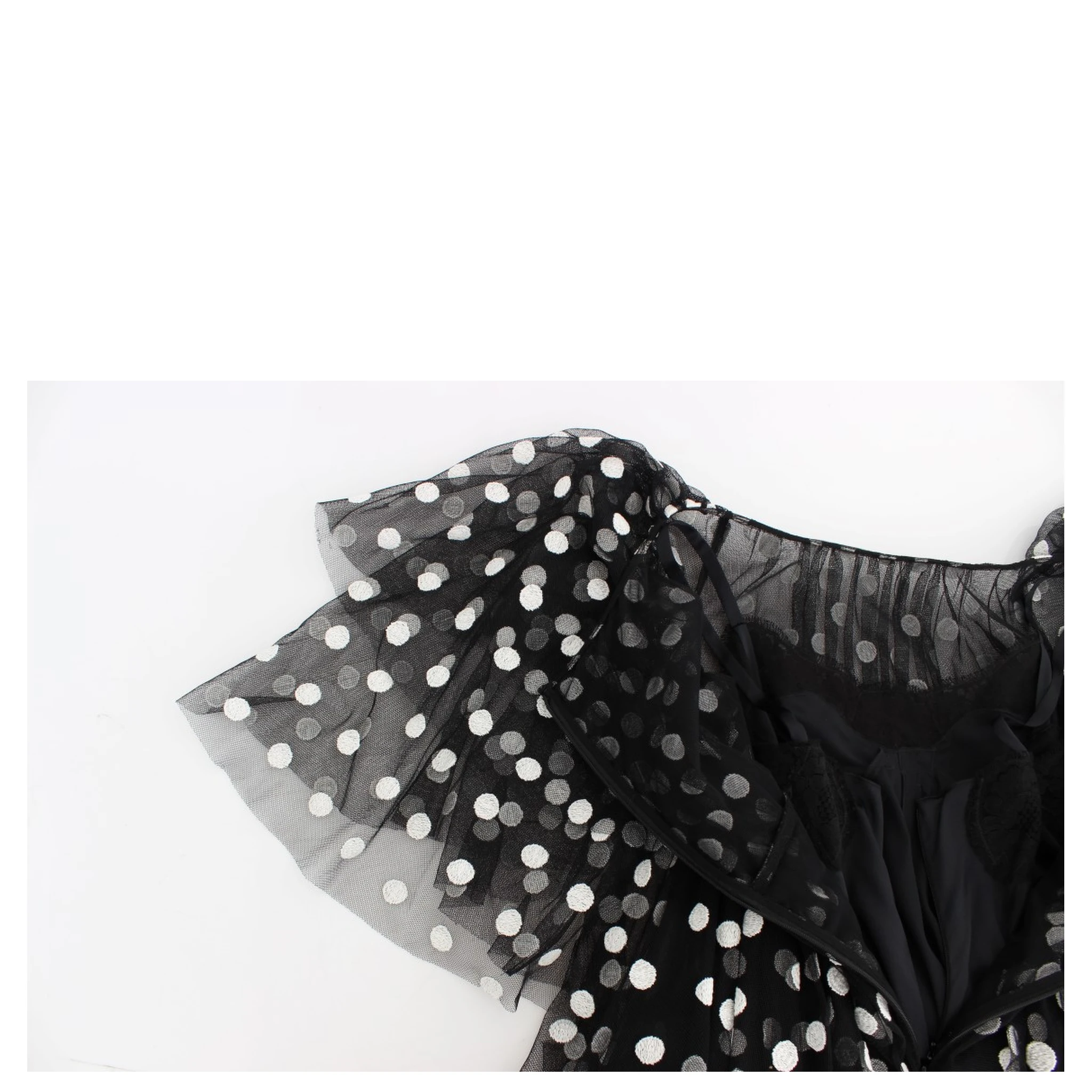 Black White Polka Dotted Ruffled Dress